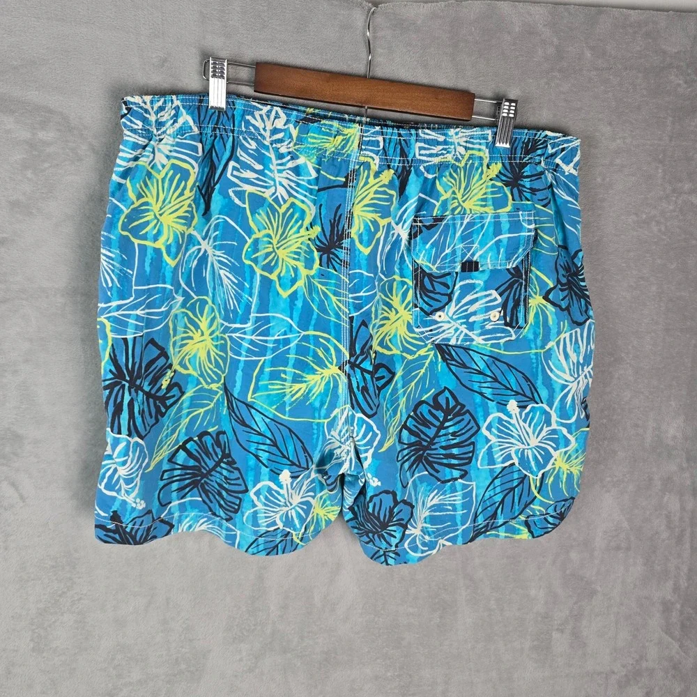 Vtg Tommy Bahama Men XL Blue Tropical Floral Mesh Lined Swim Trunks Board Shorts